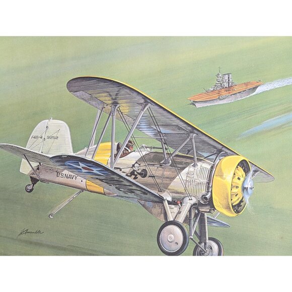 Vintage 16x20" John Amendola Aviation Lithograph Print Boeing F4B-4, Printed in - Picture 3 of 9